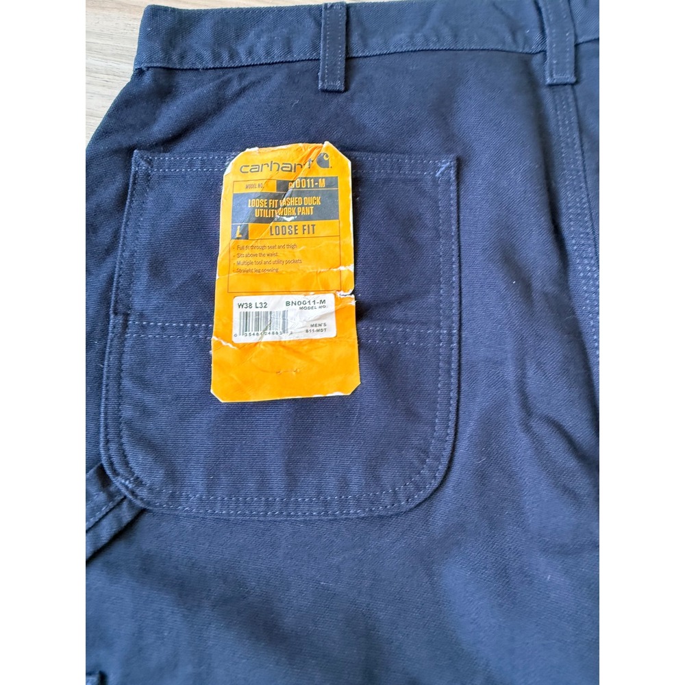 Carhartt  Loose Fit Washed Duck Utility Work Pants Midnight Navy 38x32 NWOT - Picture 9 of 10